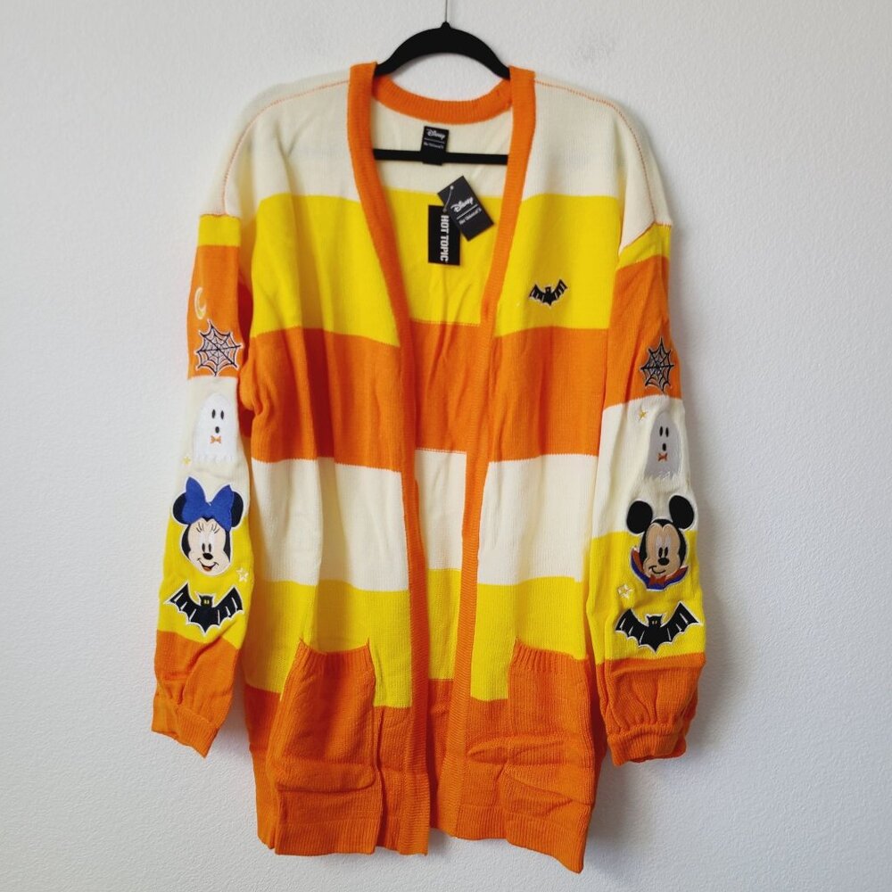 Disney Her Universe Mickey Mouse Halloween Candy Corn Cardigan Size 2X Orange